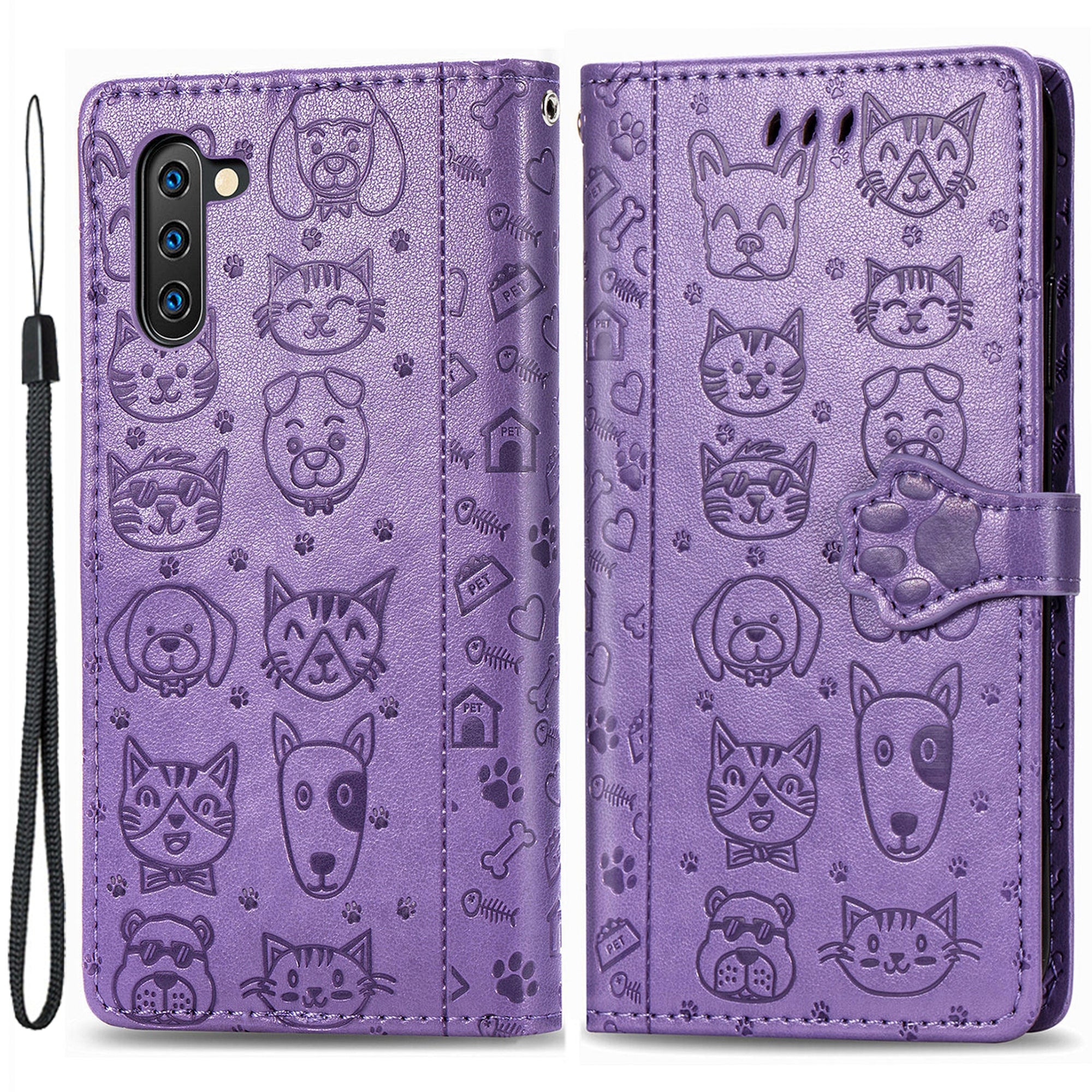 For Samsung Galaxy Note 10 4G / 5G Phone Case PU Leather Wallet Cover Imprinted Cat Dog Pattern Phone Shell with Stand Function For Samsung Galaxy Note 10 4G / 5G Phone Case PU Leather Wallet Cover Imprinted Cat Dog Pattern Phone Shell with Stand Function